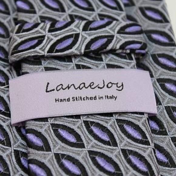 Extra Long Lanae Joy Silk Tie - Exclusive Private Label - Silver Lavender - Picture 4 of 4